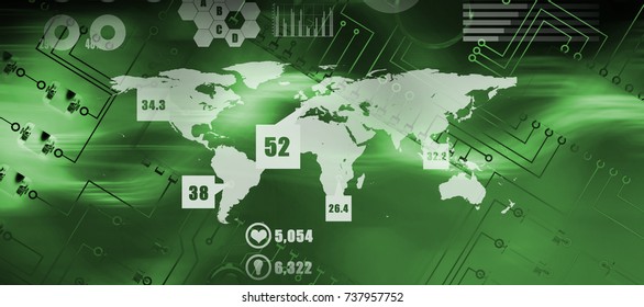 Business interface against close up of circuit board