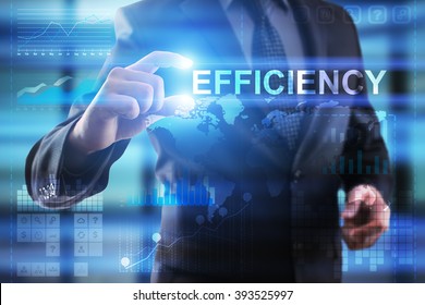 Business, Internet And Technology Concept.  Businessman Select Efficiency.