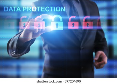 Business, Internet and technology concept. Businessman select Data protection. - Shutterstock ID 397204690