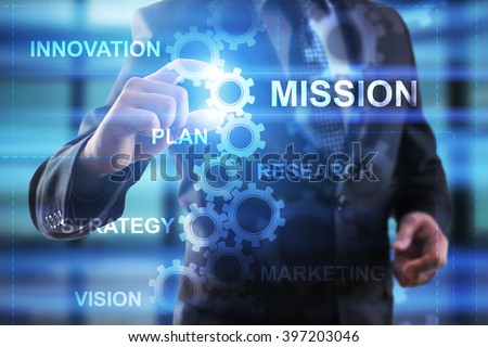 Business, Internet and technology concept. Businessman select Mission.
