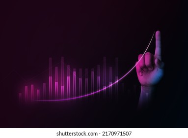 Business Investment chart presentation show, hand point at higtest target of financial diagram. global business investmant and financial concept. - Powered by Shutterstock