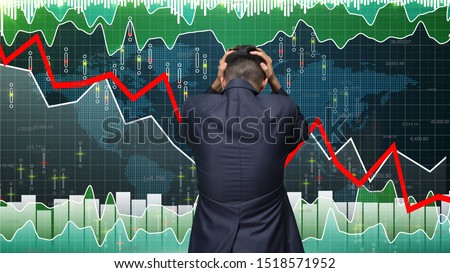 Business investor upset about market downfall, bear stock market, crying man