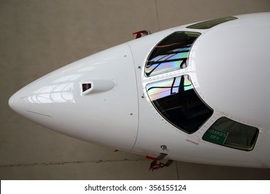 Business Jet Airplane Cockpit Glass And Nose Fairing.