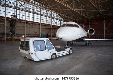 Business Jet Airplane Stays In Hangar.