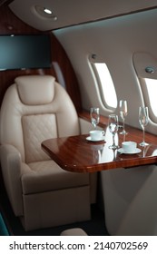 Business Jet Cabin Table Centerpieces. Private Jet Planes Advantages Privacy, Efficiency, Luxury, Security, Flexibility. 