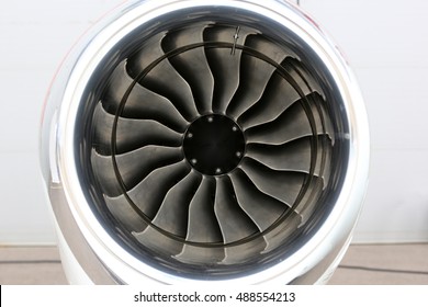 Business Jet Engine Close Up.