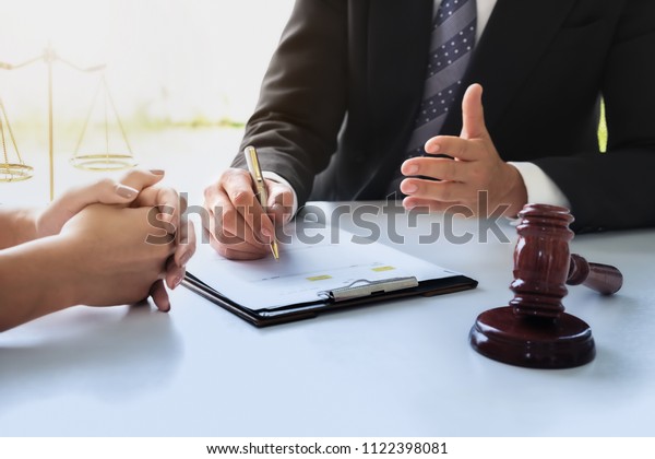 Business\
law concept, Lawyer business lawyers are consulting lawyers for\
women entrepreneurs to file a copyright\
lawsuit.