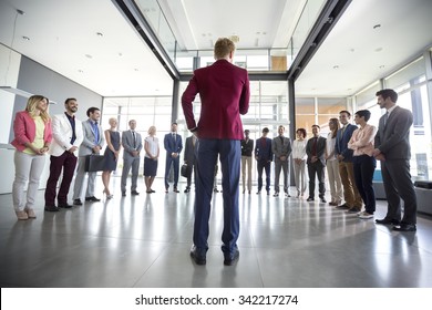 Business leader hold meeting with his team and tell them situation - Shutterstock ID 342217274
