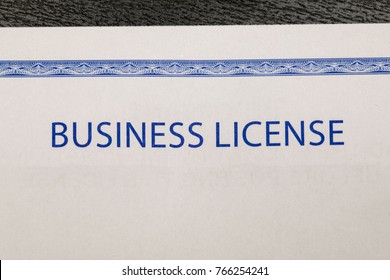 Business License On A Black Desk Macro Shot