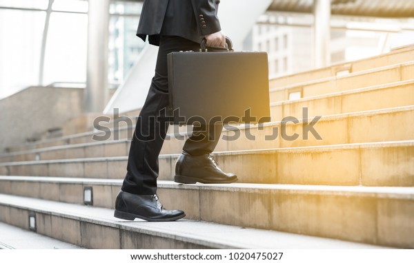 Business Man Briefcase Hand Stepping Stairs Stock Photo (Edit Now ...