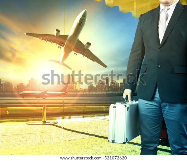 Business Man Briefcase Standing Airport Terminal Stock Photo 521072620 ...