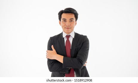 Business Man With Confident Expression Owner Bussiness Standing Confidently With Pride, The CEO Management Company Of Marketing Information Data Working Success, Handsome, Cheerful On White Background