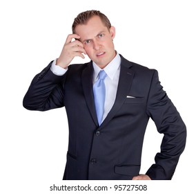 Business Man Confused Dressed In A Suit Scratching His Head