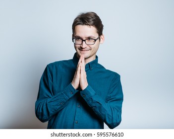 Business Man Cunning, Isolated On Gray Background