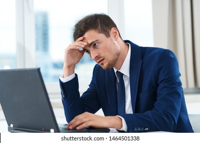Business man desktop laptop frustrating work Office professional - Shutterstock ID 1464501338