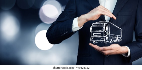 Business Man Draw Truck Transportation