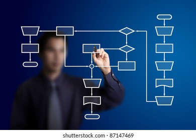 Business Man Drawing Flowchart Diagram Stock Photo 87147493 | Shutterstock