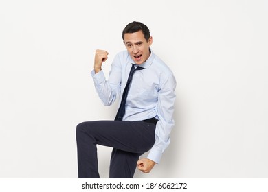 Business man emotions success shirt tie financial 