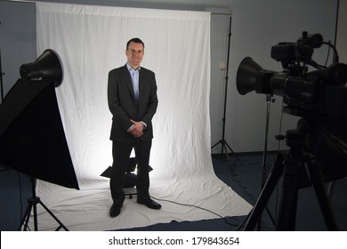 Business Man Filming A Website Video