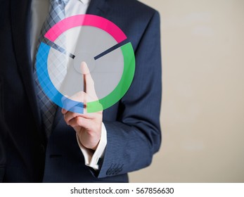 Business man finger point a process pie  chart sign - Powered by Shutterstock - Get 15% off with code: PIKWIZARD15