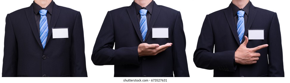 Business Man With Formal Attire Suit And Employee Name Card Tag On Isolated Background