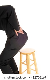 A Business Man Getting Up From His Chair Holding His Hand On His Back
For Arthritis Pain, Body Part, Isolated For White Background.
