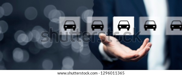 business man hand cars in\
screen