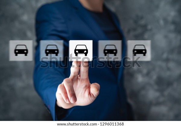 business man hand cars in\
screen