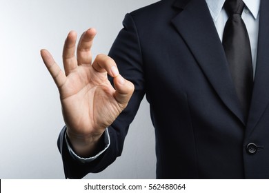 Business Man Hand With Ok Sign On White Background