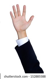 Business Man Hand Sign In Suit  Isolated