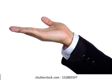 Business Man Hand Sign In Suit  Isolated