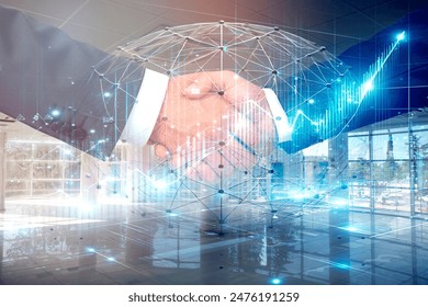 business man handshake with effect global world map network link connection  - Powered by Shutterstock