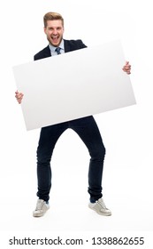 Business Man Holding White Board