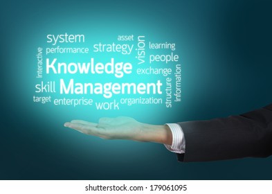 Business Man Holding Wording Knowledge Management (km)