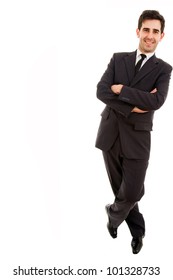 A Business Man Leaning On White Background