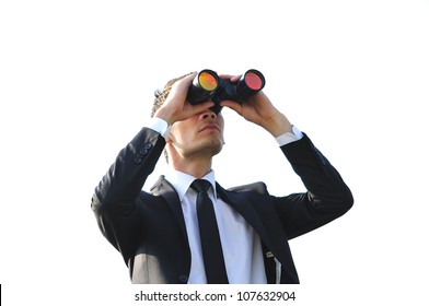 Business Man Looking With Binoculars