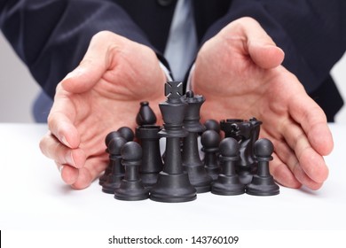 Business Man Moving Chess Figure