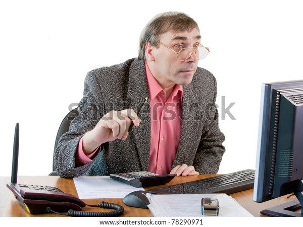 Business Man Office Works Computer Royalty Free Stock Image