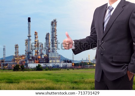 Business man Petrochemical plant with blue sky in Thailand
