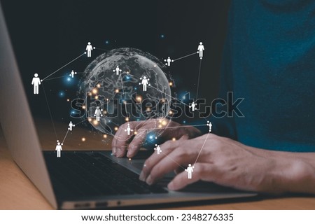 Business man point to people with many business person or working staff. Target customer or Human resource, head hunter concept. Global business target that can reach many people.