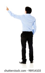 Business Man Pointing With Finger - Isolated Over A White Background