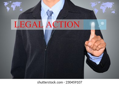 Business Man Pointing LEGAL ACTION Concept 