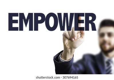 Business Man Pointing Text Empower Stock Photo 307694165 