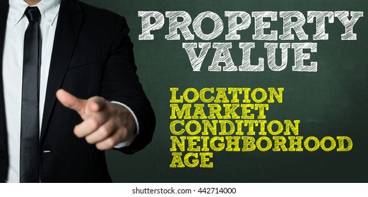 Business man pointing with the text: Property Value