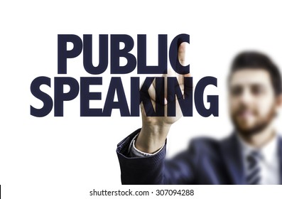 Business Man Pointing The Text: Public Speaking