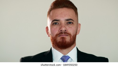 Business Man Portrait Looking To Camera Smile Nodding Yes Thinking.