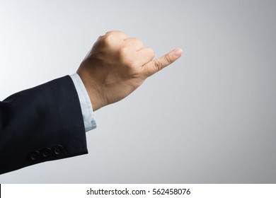 Business Man Promise Hand Sign, Clenched A Fist With Little Finger Extended