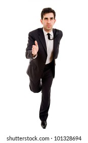 Business Man Running On White Background