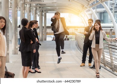 Business Man Running To Work In The Morning