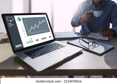 Business Man Sales Increase Revenue Shares And Customer Marketing Sales Dashboard Graphics Concept